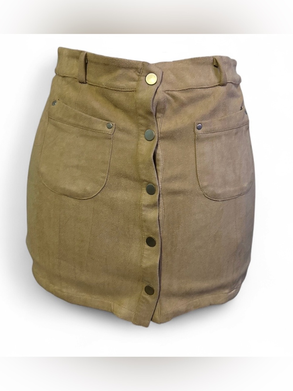 Suede Front Button Skirt